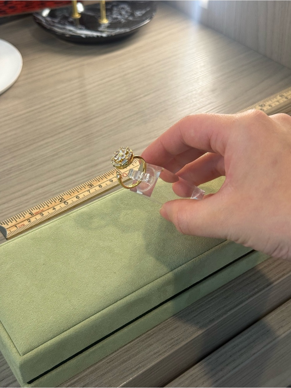 Gold-tone Halo Cocktail Ring with Clear Center Stone